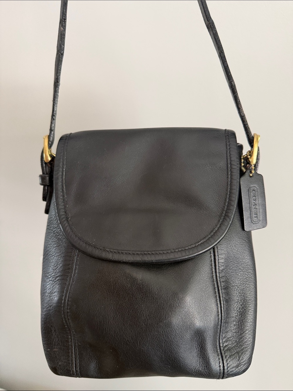 Vintage Coach Black Leather Soho Small Flap Crossbody Bag 4108